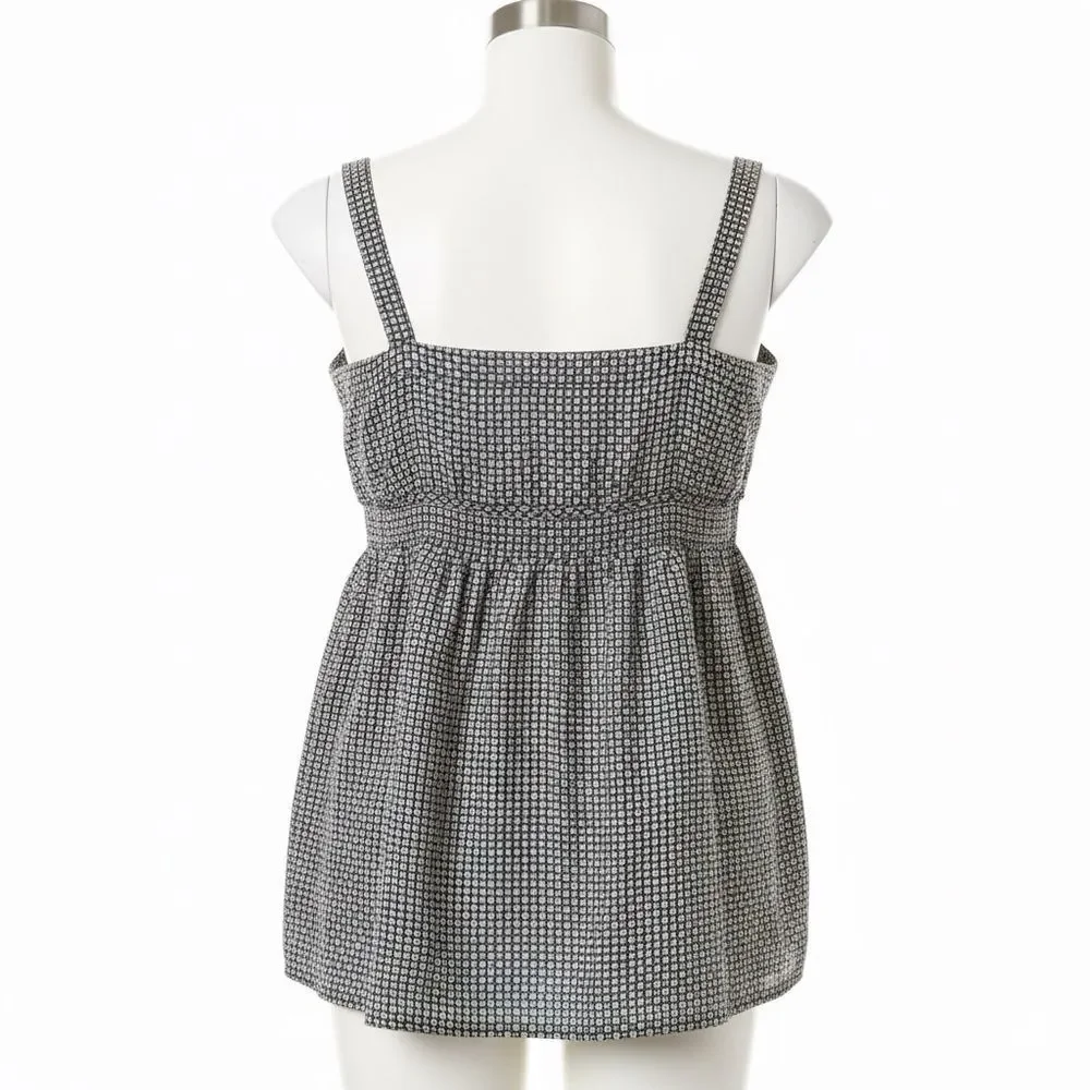 J. Crew Black Printed Sleeveless Tunic Top